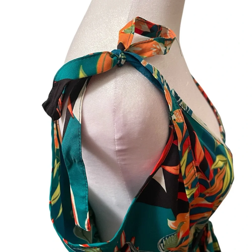 SHEIN VCAY Vacation Tropical Printed Spaghetti Strap Dress Size Large - Picture 10 of 13